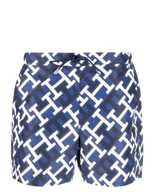 Puno Stewart ø Enumerate Tommy Hilfiger Drawstring Elasticated Swim-shorts in Blue for Men | Lyst