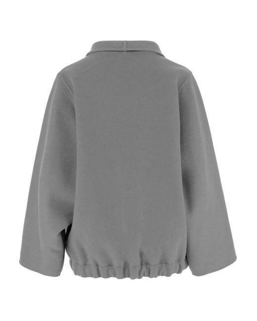 Khaite Gray Zip-Up Bomber Jacket