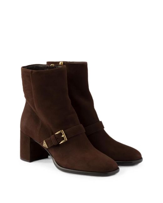 Prada Brown Ankle Suede Boots