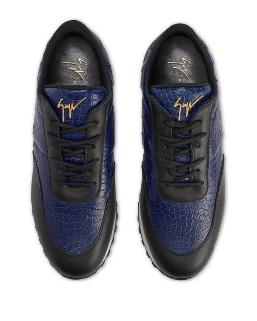 Giuseppe Zanotti Blue Jimi Running Lace-Up Low-Top Sneakers for men