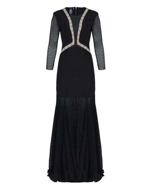 X Astrid Robe Longue À Empiècement En Mesh Amir Slama en coloris Black
