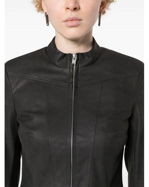 M I S B H V Black Cropped Faux-leather Jacket