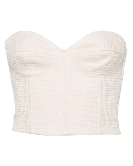 Forte_forte White Sweetheart-Neck Cotton Crop Top