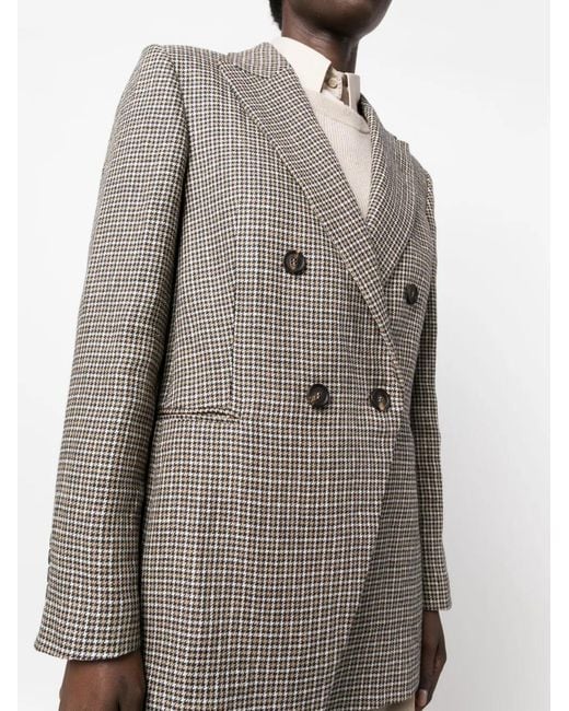 Brunello Cucinelli Gray Linen Double-breasted Blazer Jacket