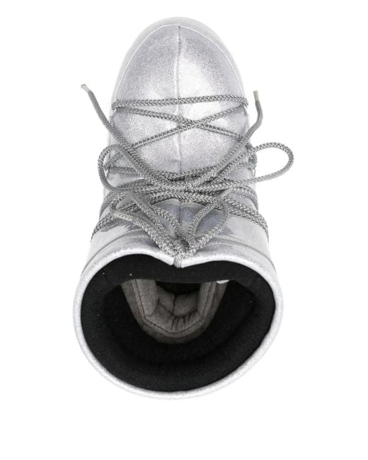 Moon Boot Icon Low Glitter New Logo-print Lace-up Boots Gray