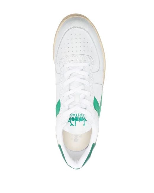 Diadora Green Low-Top Leather Sneakers for men