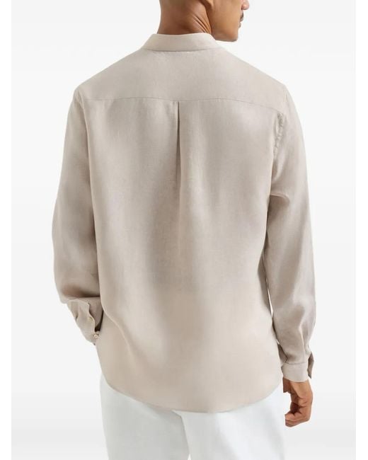 Brunello Cucinelli White Linen Shirt for men