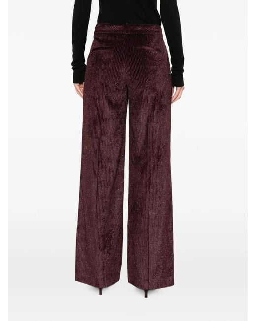 Peserico Purple Glitter-Effect Corduroy Straight Trousers