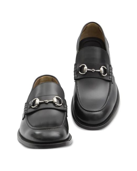 Gucci Black Horsebit Leather Loafers for men