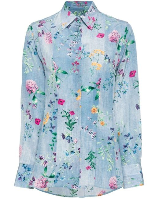 Camisa con estampado floral Ermanno Scervino de color Blue