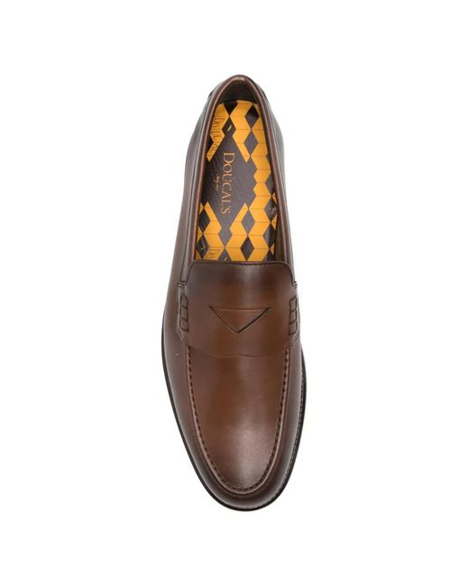 Doucal's Brown Leather Loafers for men