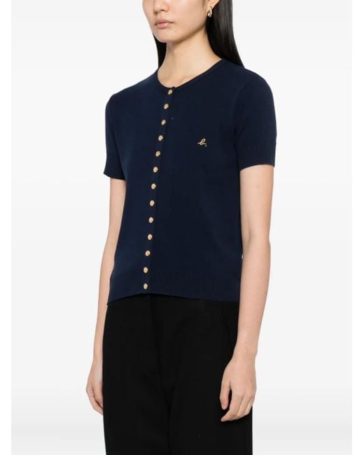 Agnes B. Blue Logo Snap Cardigan