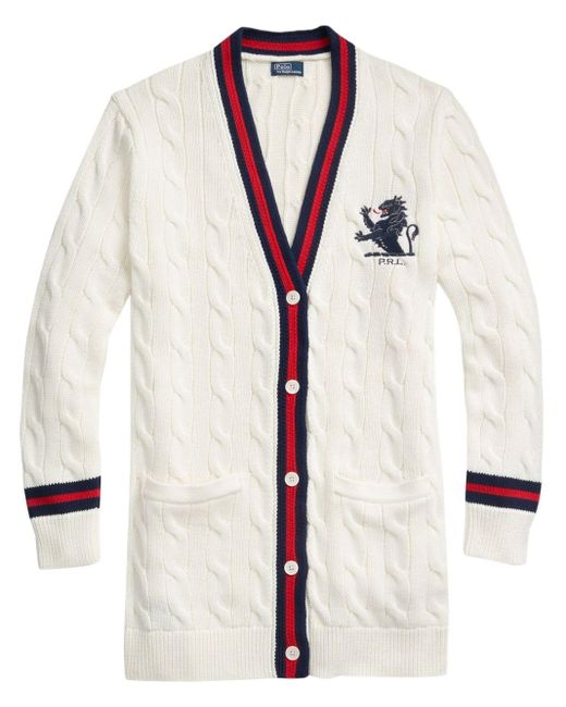 Polo Ralph Lauren Natural Embroidered Cable-knit Cardigan