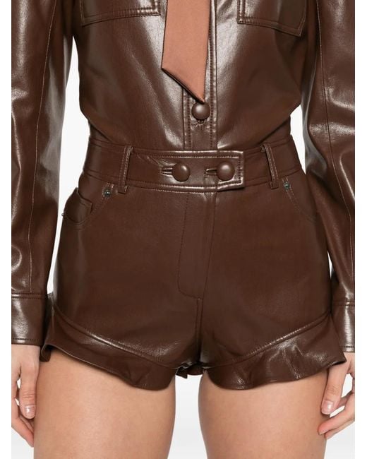 Self-Portrait Brown Ruffle Tie Playsuit
