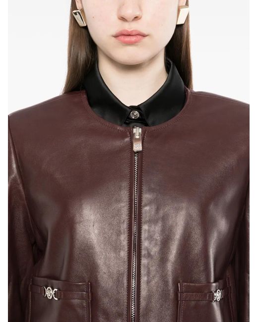 Versace Brown Leather Zipped Jacket