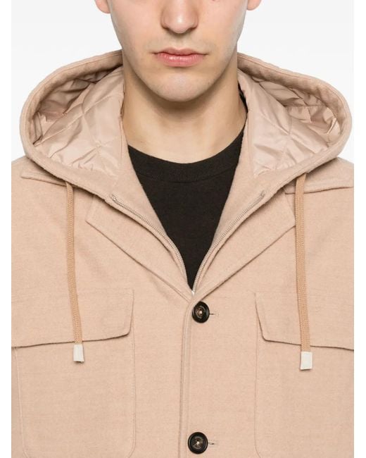 Eleventy Natural Hooded Button-Up Jacket for men