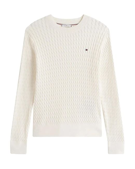 Pull En Maille Torsadée Tommy Hilfiger en coloris White