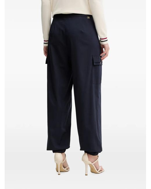 Liu Jo Blue Logo-Plaque Drawstring Track Pants