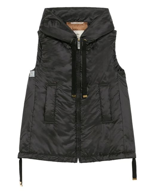 Max Mara キルティング フーデッドベスト Black