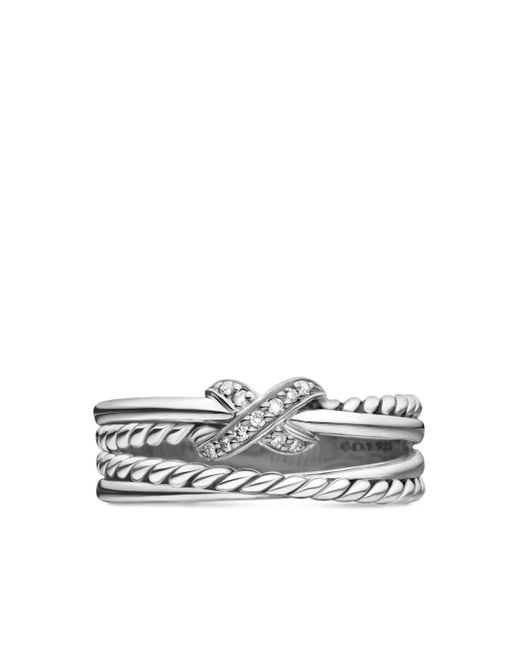 David Yurman X Crossover ダイヤモンド リング 6mm スターリングシルバー White