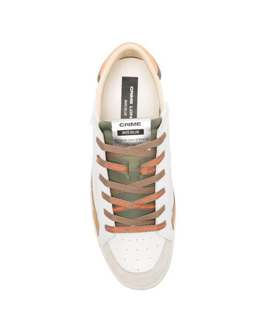 Crime London White Sk8 Deluxe Lace-Up Sneakers for men