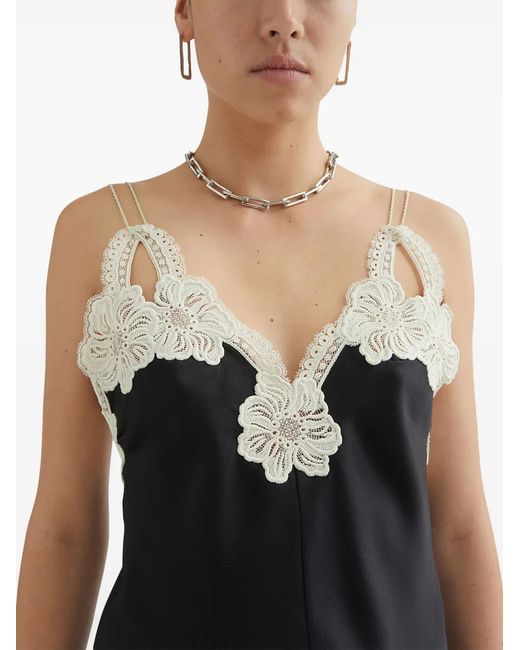 Jil Sander Black Floral-Embroidered Top