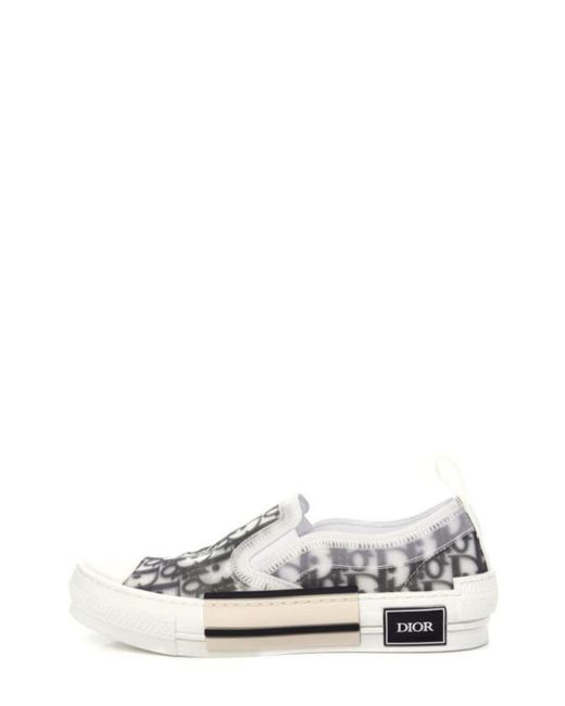 Dior White Technical Canvas Oblique B23 Slip On Sneakers