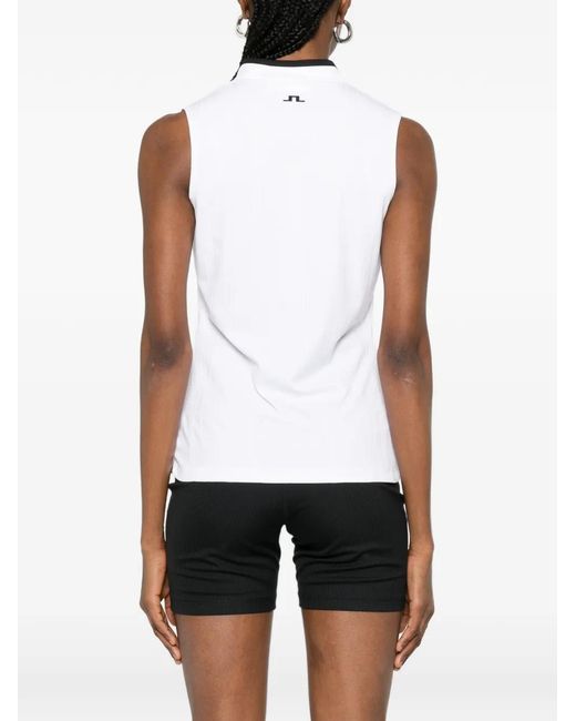 J.Lindeberg White Mila V-Neck Logo Top