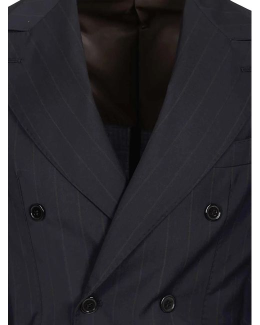 Al Duca D'aosta Blue Pinstripe Double-Breasted Suit for men