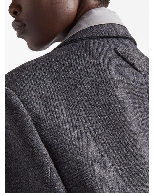 Veste en laine à col superposé Prada en coloris Black