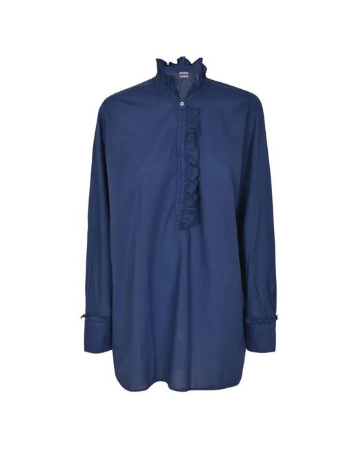Massimo Alba Blue Ruffled Blouse