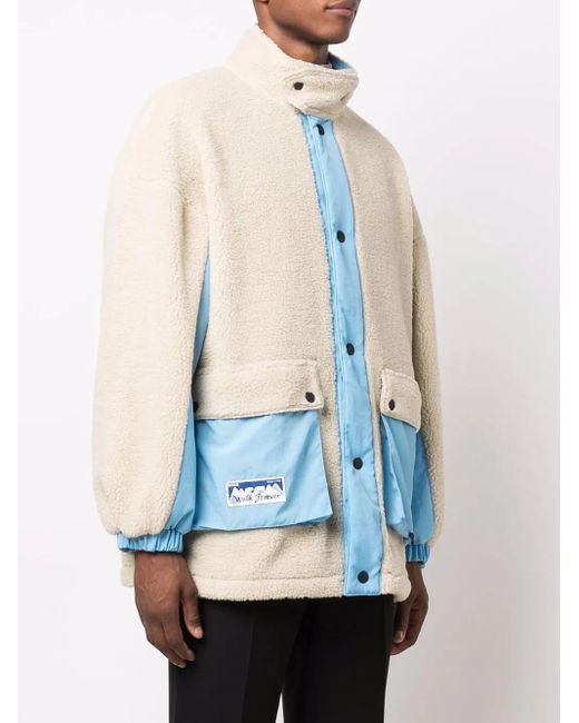 MSGM Blue Reversible Faux-Shearling Jacket for men