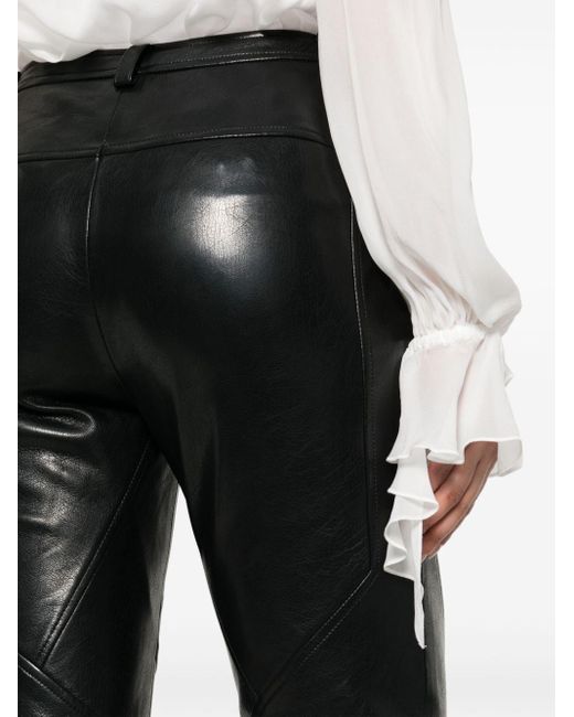 Pinko Black Faux-leather Straight-leg Trousers