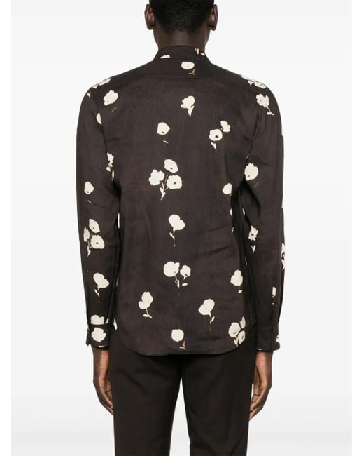 Sandro Overhemd Met Bloemenprint in het Black voor heren
