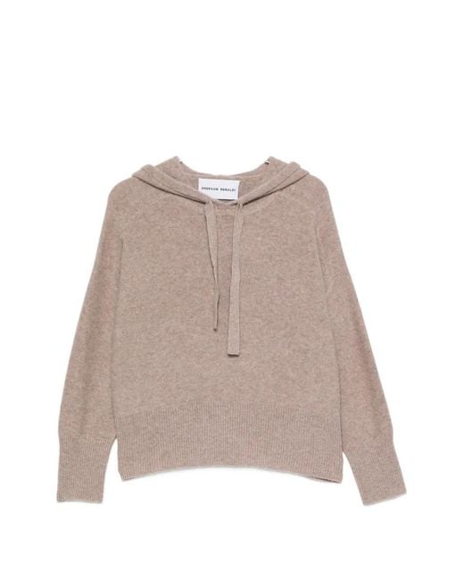 EMERSON RENALDI Natural Drawstring Knitted Hooded Sweater