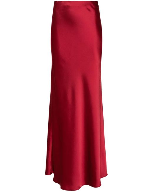 Blanca Vita Red Ginestra Satin Long Skirt