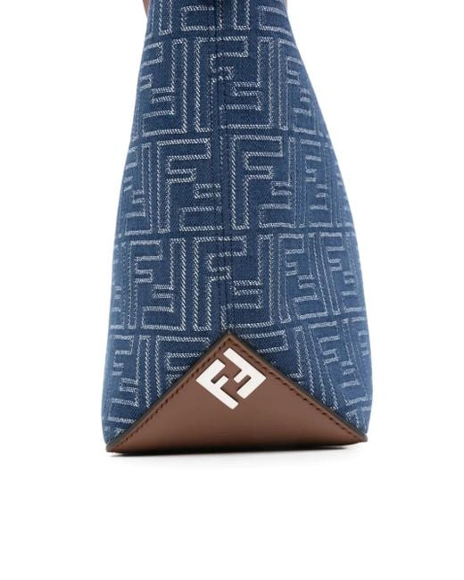【関税＆送料込み】Fendi Leather And Denim-Effect Ff Jacqua Fendi Denim-effect Ff Jacquard By The Way Soft Medium Bag
