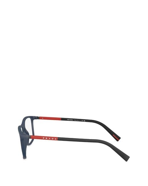 Prada Linea Rossa Blue Rectangle-Frame Glasses for men