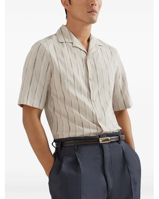 Brunello Cucinelli White Short-Sleeve Shirt for men
