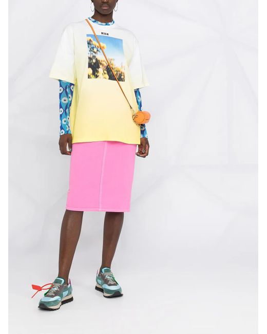 Camiseta Con Logo Estampado MSGM de color Yellow
