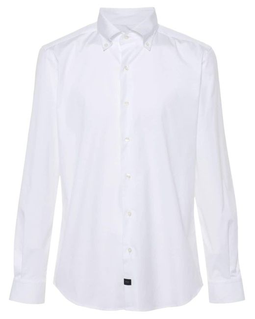 Fay Plain Cotton Shirt in het White voor heren