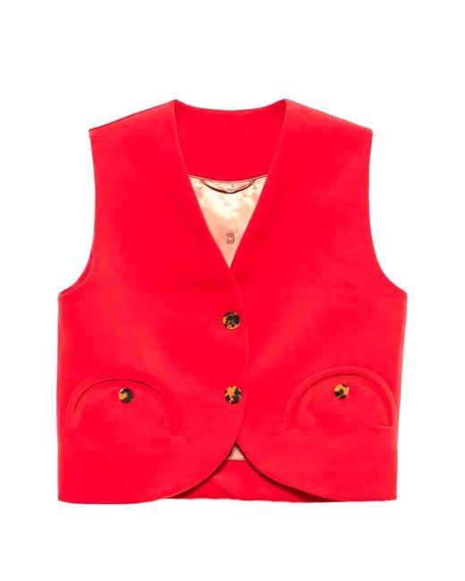 Blazé Milano Red Gliss Button Waistcoat