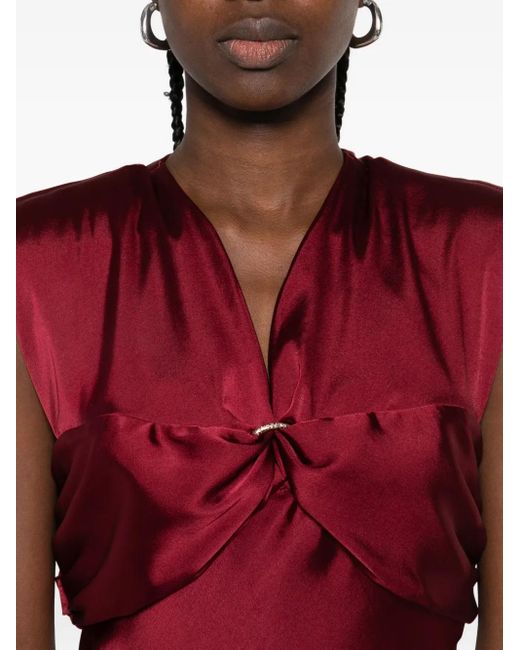Robe Mi-Longue Sans Manches À Col V Sandro en coloris Red