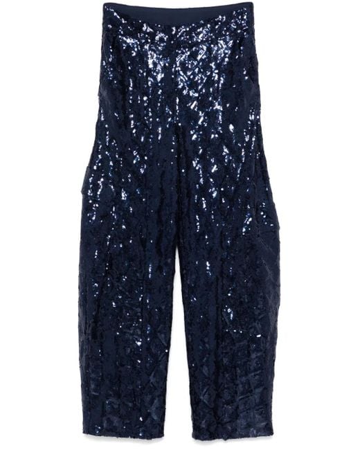 ROTATE BIRGER CHRISTENSEN Blue Sequin Cargo Pants
