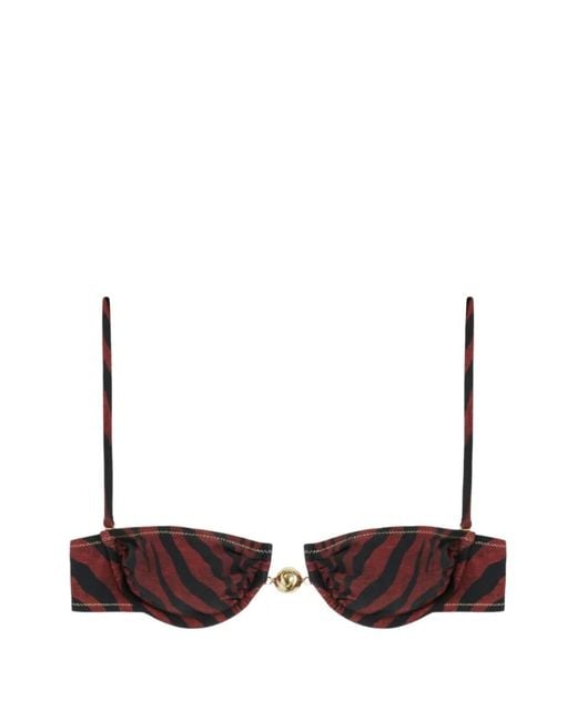 Reina Olga White Hammond Tiger-Print Bikini Top