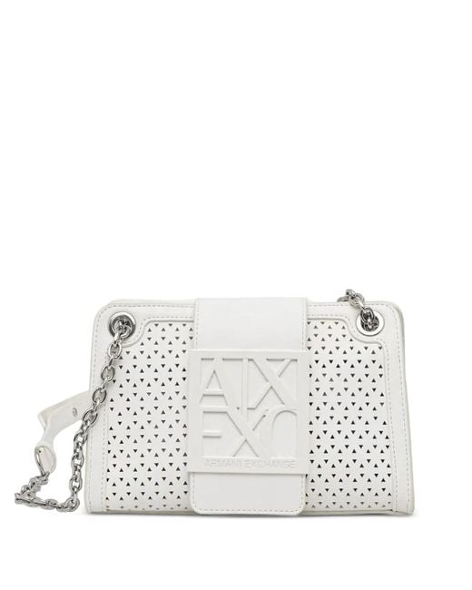 ARMANI EXCHANGE White Perforated Logo-Plaque Cross Body Bag