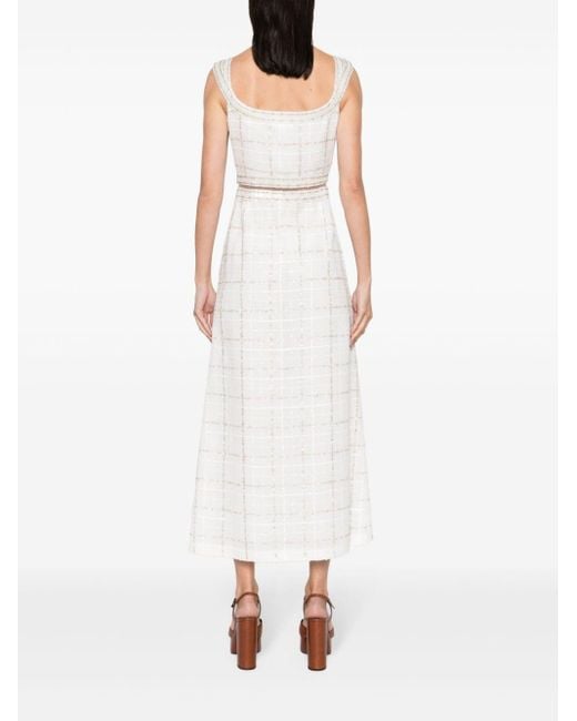 Giambattista Valli White Sequin-embellished Check-pattern Dress