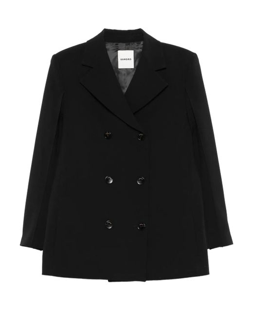Sandro Black Double-Breasted Blazer