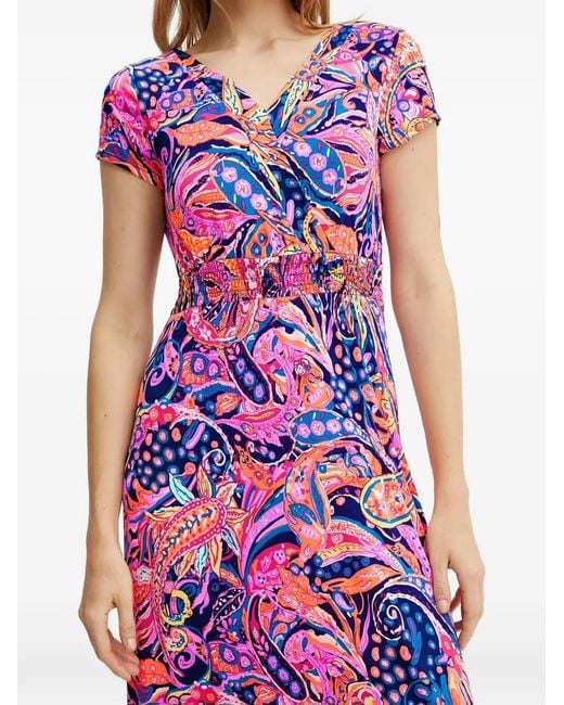 Morgan Pink Paisley-Print Shirred Maxi Dress