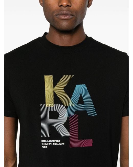 T-shirt à logo imprimé Karl Lagerfeld pour homme en coloris Black